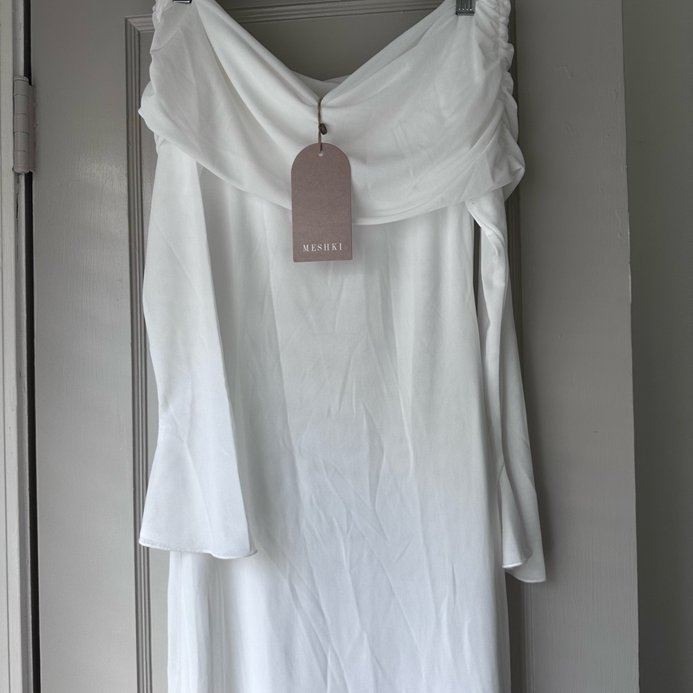Meshki Josie Off Shoulder Mesh Maxi Dress - Ivory